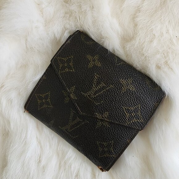 Vintage Louis Vuitton Monogram Trifold Leather Snap Button Wallet 883 AN